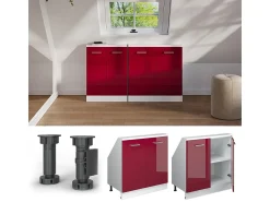 Vicco Armário de cozinha para sótão inclinado brilhante/branco 80x46x81.6 r-line^ Móvel De Arrumação
