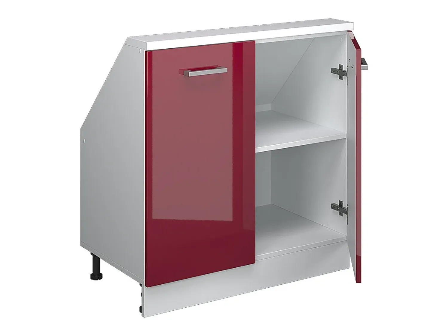 Vicco Armário de cozinha para sótão inclinado brilhante/branco 80x46x81.6 r-line^ Móvel De Arrumação