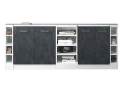 Best Vicco Armário de cozinha para sótão inclinado concreto 210x46x81.6 r-line Preto