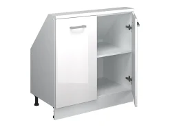 Móvel De Arrumação|Vicco Armário de cozinha para sótão inclinado alto brilho 80x46x81.6 r-line Branco