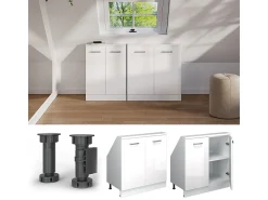 Móvel De Arrumação|Vicco Armário de cozinha para sótão inclinado alto brilho 80x46x81.6 r-line Branco