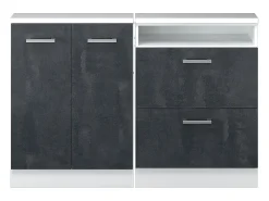 Hot Vicco Armário de cozinha para sótão inclinado concreto 120x46x81.6 r-line Preto
