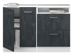 Hot Vicco Armário de cozinha para sótão inclinado concreto 120x46x81.6 r-line Preto