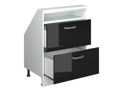 Best Vicco Armário de cozinha para sótão inclinado alto brilho 60x46x81.6 r-line Preto