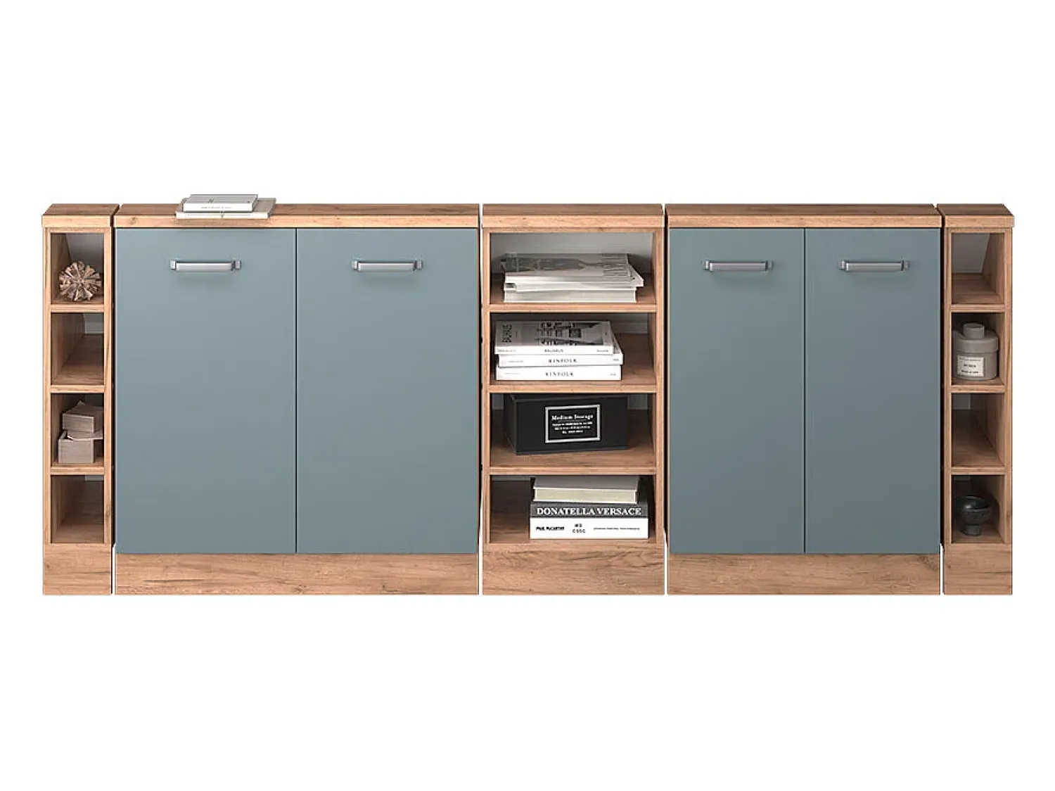 Móvel De Arrumação*Vicco Armário de cozinha para sótão inclinado -cinza 210x46x81.6 r-line Azul