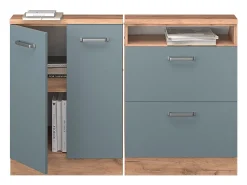 New Vicco Armário de cozinha para sótão inclinado -cinza 120x46x81.6 r-line Azul