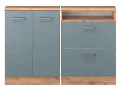New Vicco Armário de cozinha para sótão inclinado -cinza 120x46x81.6 r-line Azul