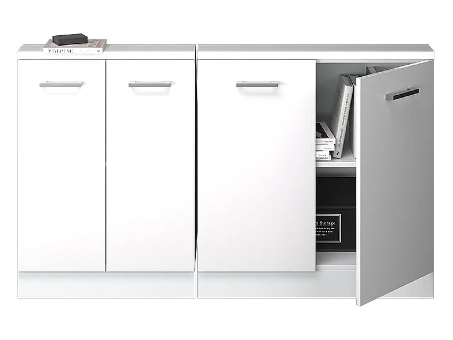 Móvel De Arrumação*Vicco Armário de cozinha para sótão inclinado alto brilho 140x46x81.6 r-line Branco