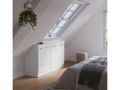 Móvel De Arrumação*Vicco Armário de cozinha para sótão inclinado alto brilho 140x46x81.6 r-line Branco