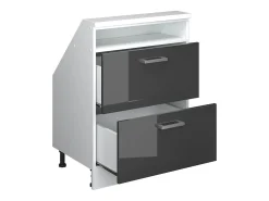 Vicco Armário de cozinha para sótão inclinado antracite alto brilho 60x46x81.6 r-line^ Móvel De Arrumação
