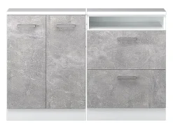 Móvel De Arrumação*Vicco Armário de cozinha para sótão inclinado betão 120x46x81.6 r-line Cinzento claro