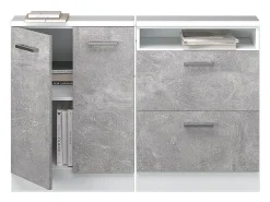 Móvel De Arrumação*Vicco Armário de cozinha para sótão inclinado betão 120x46x81.6 r-line Cinzento claro