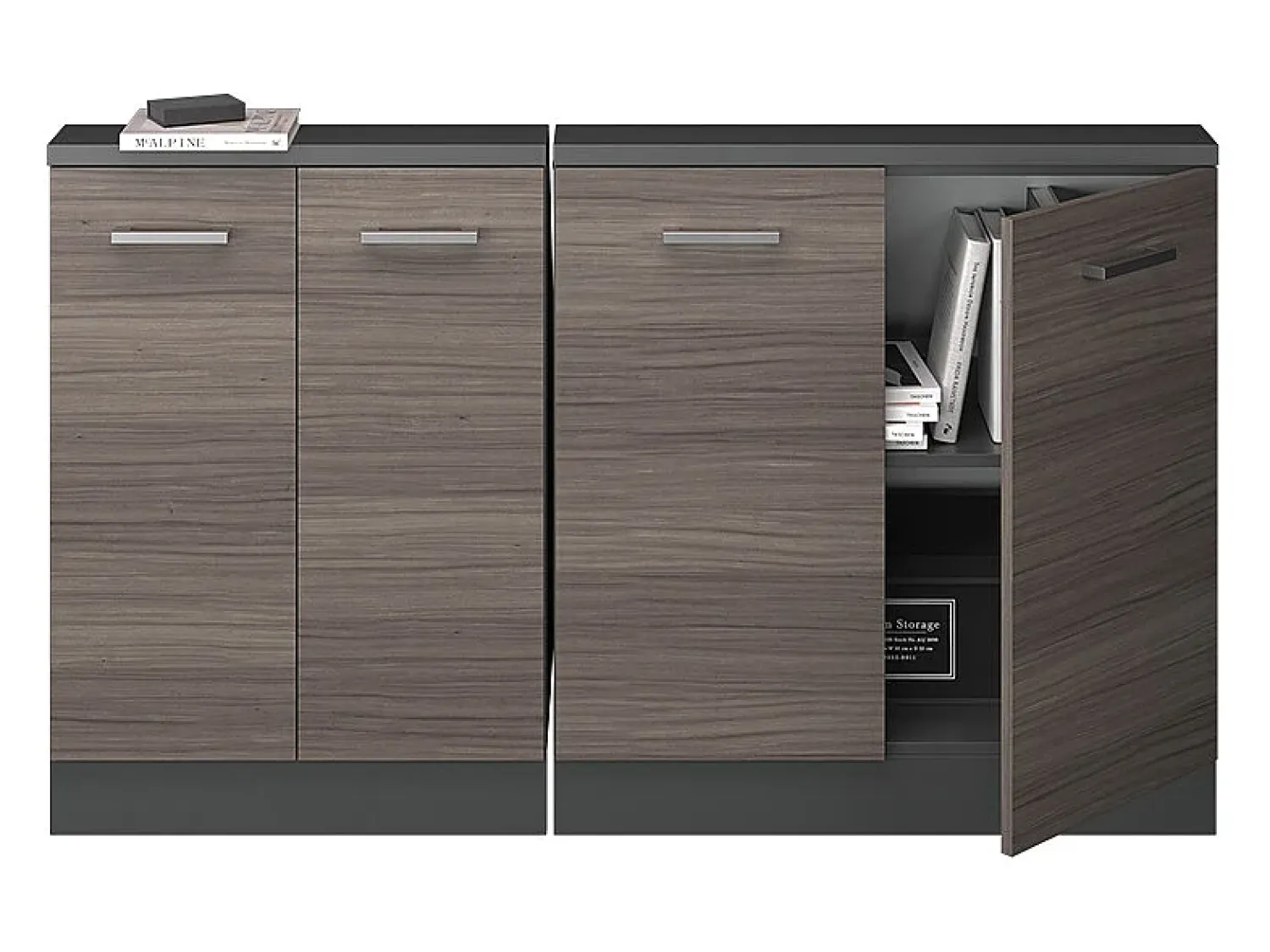 Móvel De Arrumação*Vicco Armário de cozinha para sótão inclinado cinza nobre 140x46x81.6 r-line Cinzento claro