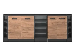Outlet Vicco Armário de cozinha para sótão inclinado carvalho goldkraft 210x46x81.6 r-line Natural escuro