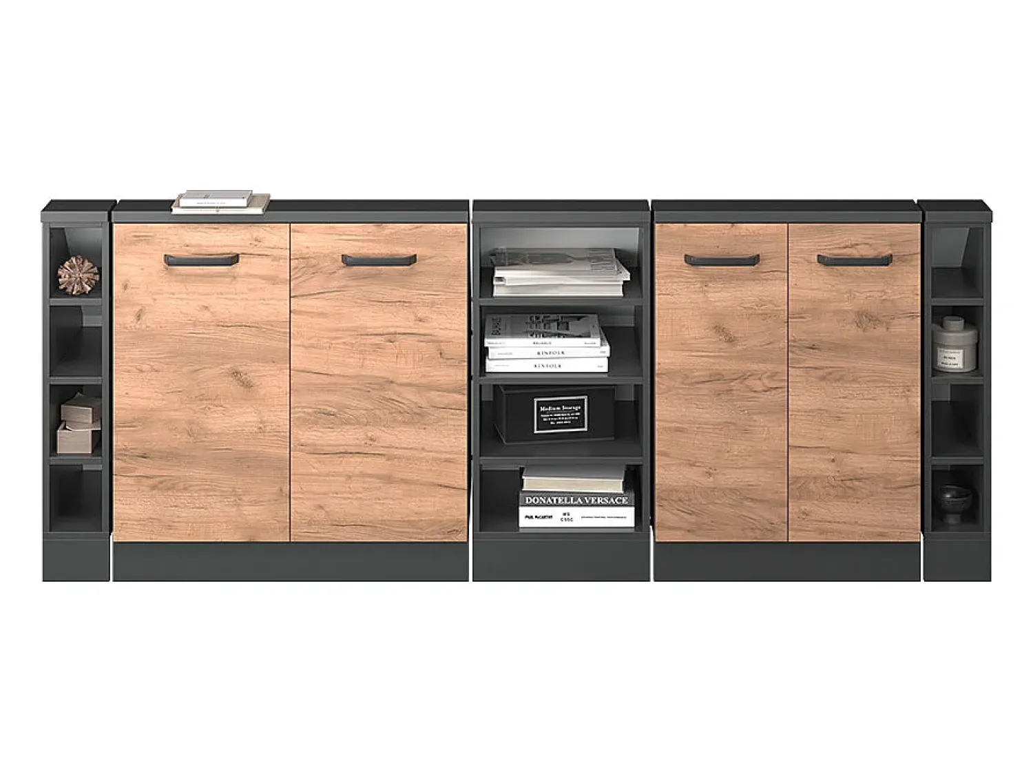 Outlet Vicco Armário de cozinha para sótão inclinado carvalho goldkraft 210x46x81.6 r-line Natural escuro