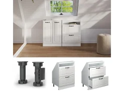 Best Vicco Armário de cozinha para sótão inclinado casa de campo branca 60x46x81.6 r-line Branco sujo