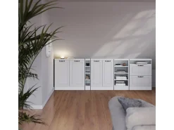 Best Vicco Armário de cozinha para sótão inclinado casa de campo branca 60x46x81.6 r-line Branco sujo