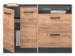 Móvel De Arrumação*Vicco Armário de cozinha para sótão inclinado carvalho goldkraft 120x46x81.6 r-line Natural escuro