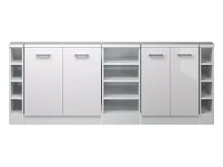 Móvel De Arrumação*Vicco Armário de cozinha para sótão inclinado alto brilho 210x46x81.6 r-line Branco