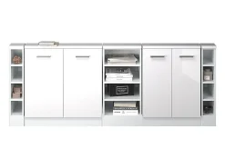 Móvel De Arrumação*Vicco Armário de cozinha para sótão inclinado alto brilho 210x46x81.6 r-line Branco