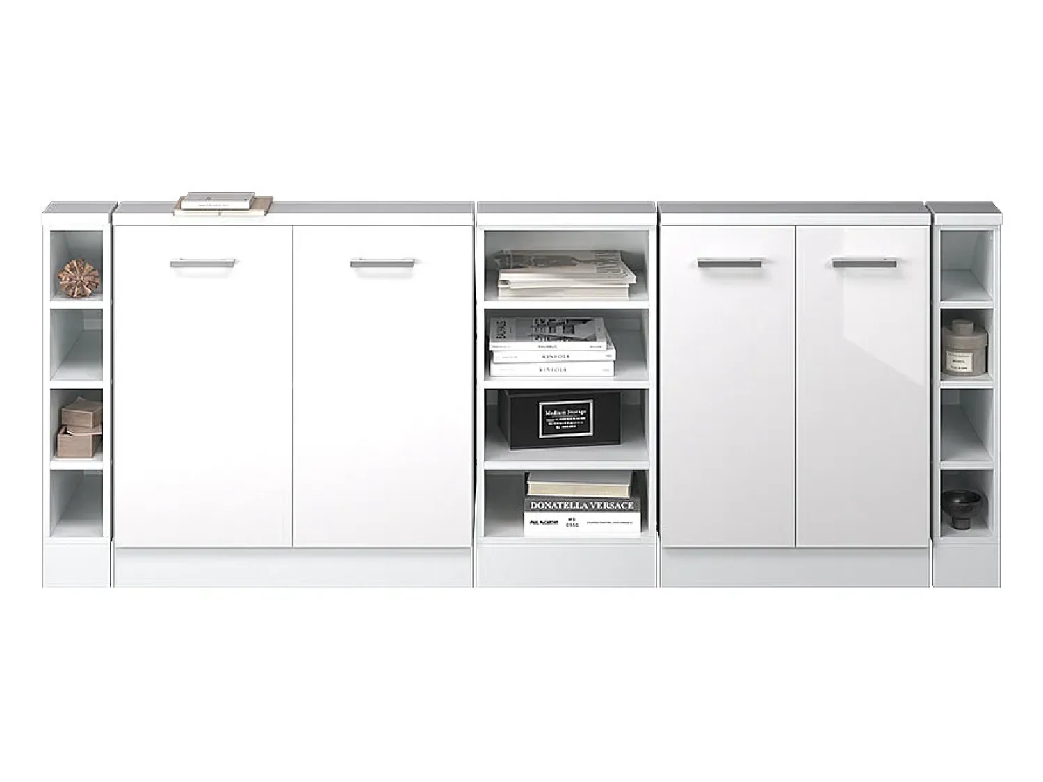 Móvel De Arrumação*Vicco Armário de cozinha para sótão inclinado alto brilho 210x46x81.6 r-line Branco