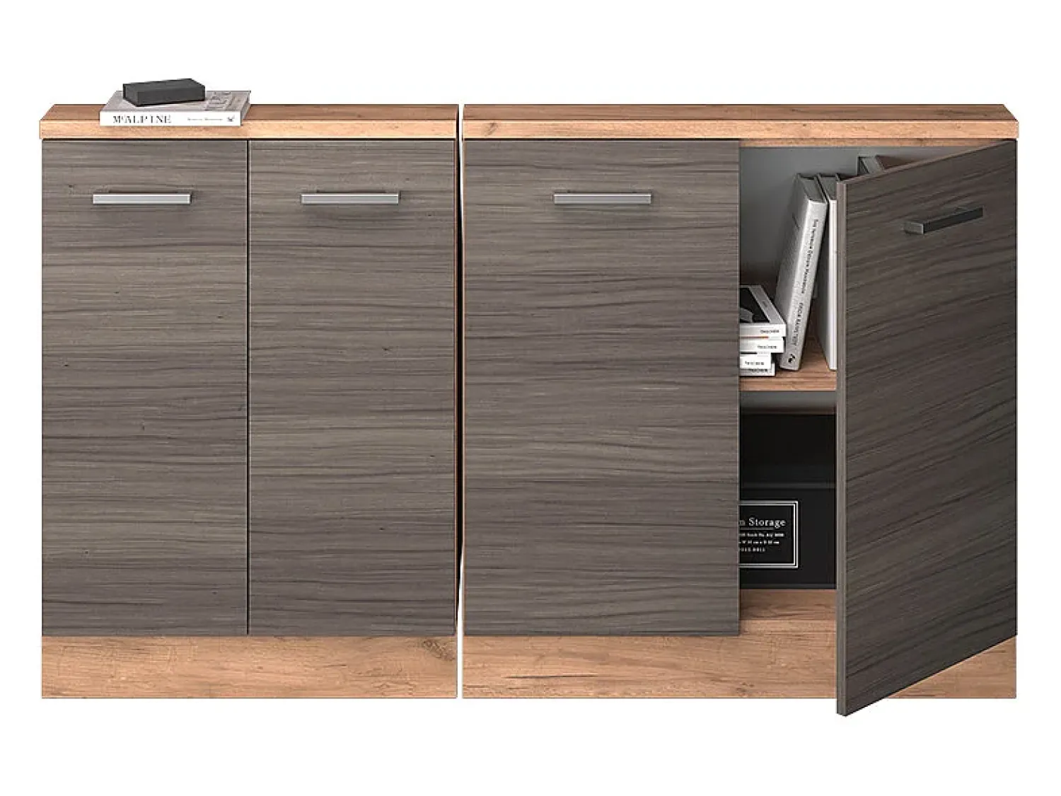 Móvel De Arrumação|Vicco Armário de cozinha para sótão inclinado cinza nobre 140x46x81.6 r-line Cinzento claro