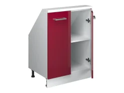 Móvel De Arrumação*Vicco Armário de cozinha para sótão inclinado brilhante/branco 60x46x81.6 r-line Vermelho