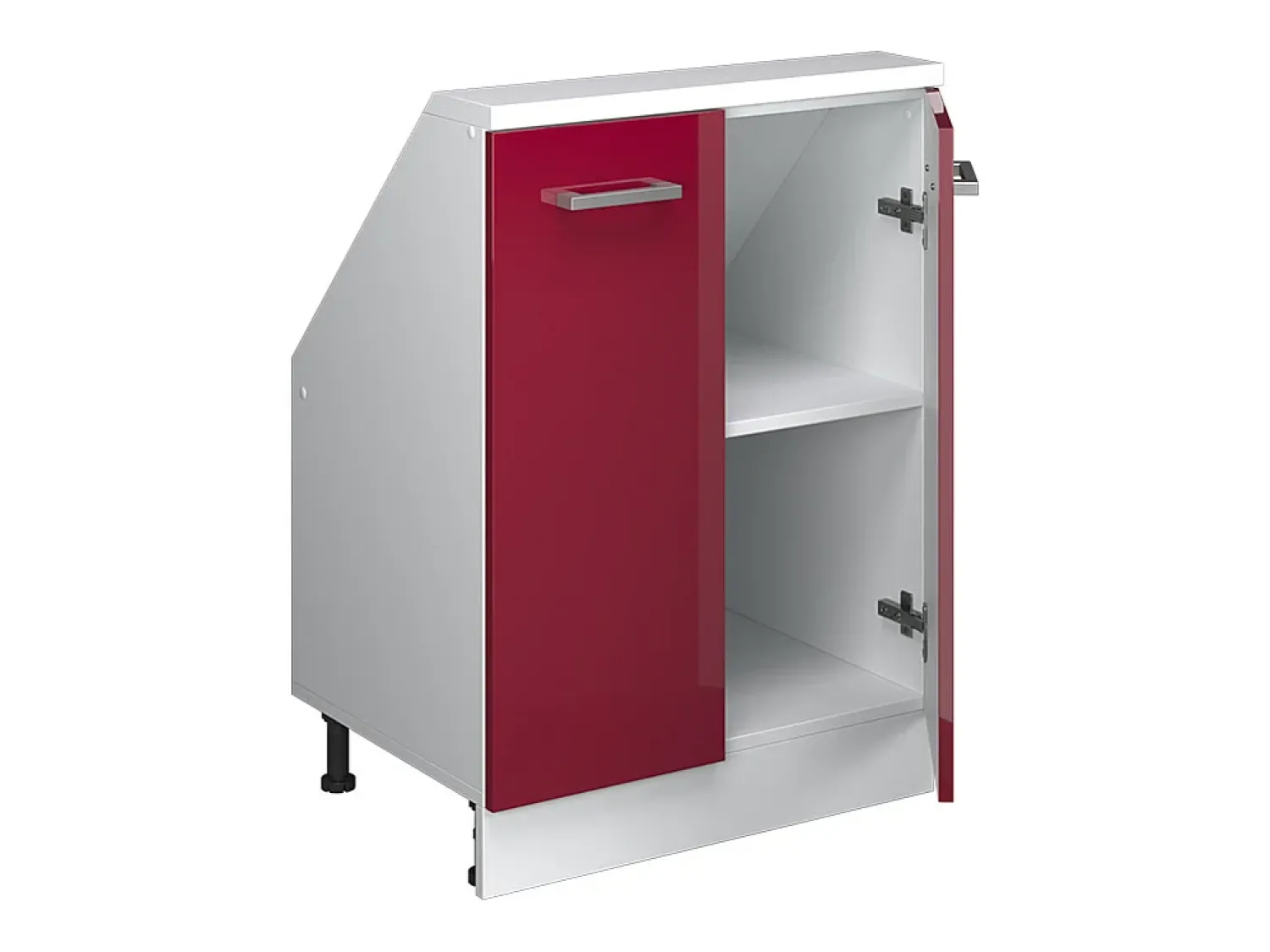 Móvel De Arrumação*Vicco Armário de cozinha para sótão inclinado brilhante/branco 60x46x81.6 r-line Vermelho