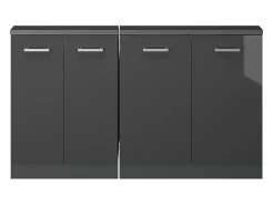 Móvel De Arrumação*Vicco Armário de cozinha para sótão inclinado antracite alto brilho 140x46x81.6 r-line Cinza antracite
