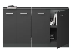 Móvel De Arrumação*Vicco Armário de cozinha para sótão inclinado antracite alto brilho 140x46x81.6 r-line Cinza antracite