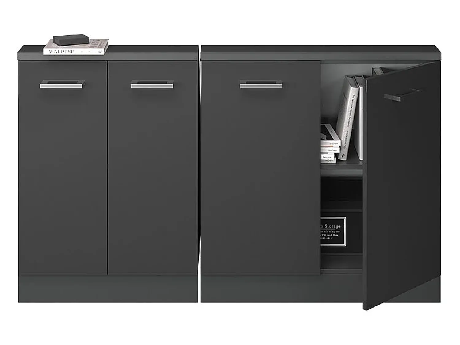 Móvel De Arrumação*Vicco Armário de cozinha para sótão inclinado antracite alto brilho 140x46x81.6 r-line Cinza antracite