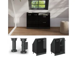 Móvel De Arrumação|Vicco Armário de cozinha para sótão inclinado alto brilho 60x46x81.6 r-line Preto