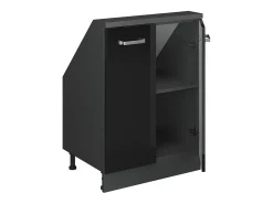 Móvel De Arrumação|Vicco Armário de cozinha para sótão inclinado alto brilho 60x46x81.6 r-line Preto
