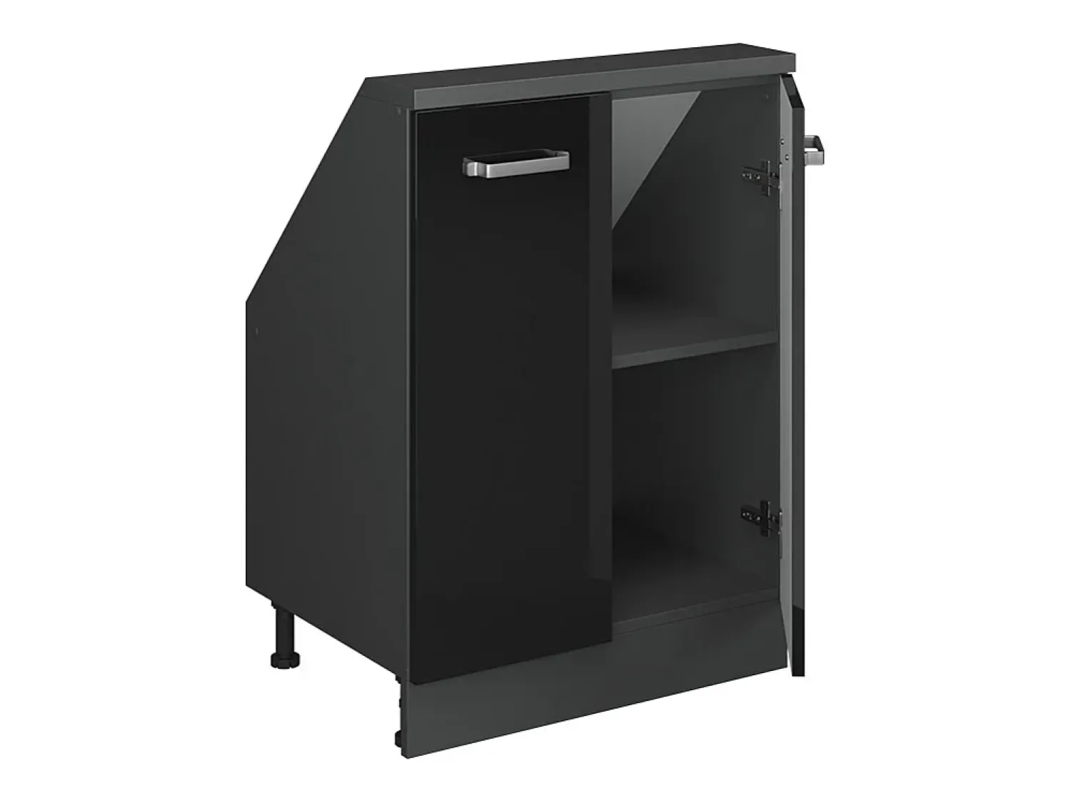 Móvel De Arrumação|Vicco Armário de cozinha para sótão inclinado alto brilho 60x46x81.6 r-line Preto