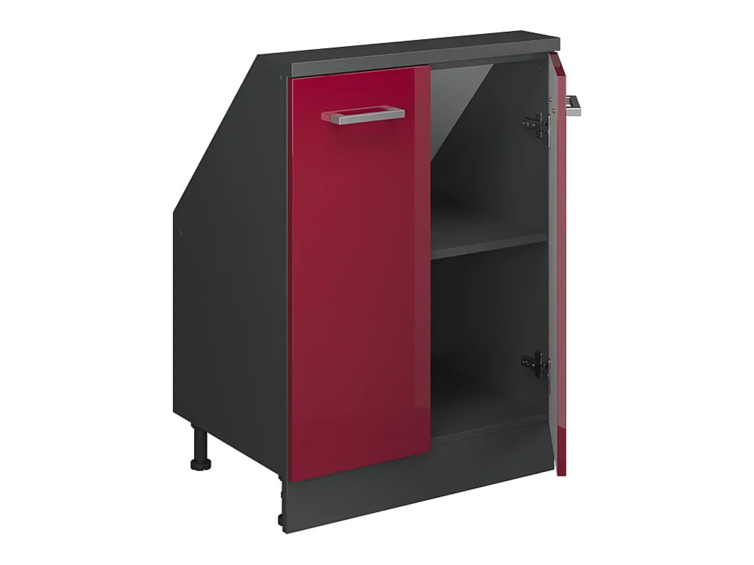Móvel De Arrumação*Vicco Armário de cozinha para sótão inclinado alto brilho 60x46x81.6 r-line Vermelho