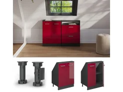 Móvel De Arrumação*Vicco Armário de cozinha para sótão inclinado alto brilho 60x46x81.6 r-line Vermelho