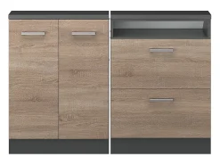 Vicco Armário de cozinha para sótão inclinado sonoma 120x46x81.6 r-line^ Móvel De Arrumação