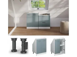 Vicco Armário de cozinha para sótão inclinado -cinza 60x46x81.6 r-line^ Móvel De Arrumação