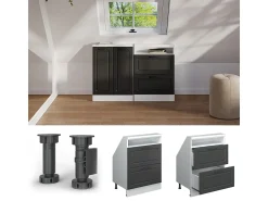 Outlet Vicco Armário de cozinha para sótão inclinado casa de campo antracite 60x46x81.6 r-line Cinza antracite