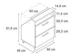 Clearance Vicco Armário de cozinha para sótão inclinado alto brilho 60x46x81.6 r-line Branco