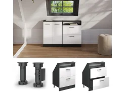 Clearance Vicco Armário de cozinha para sótão inclinado alto brilho 60x46x81.6 r-line Branco