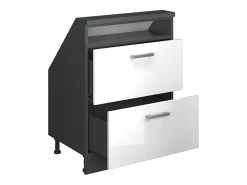 Clearance Vicco Armário de cozinha para sótão inclinado alto brilho 60x46x81.6 r-line Branco