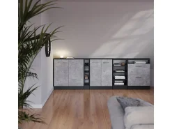 Móvel De Arrumação*Vicco Armário de cozinha para sótão inclinado betão 60x46x81.6 r-line Cinzento claro