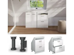 Hot Vicco Armário de cozinha para sótão inclinado alto brilho 60x46x81.6 r-line Branco