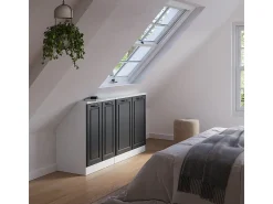 Móvel De Arrumação*Vicco Armário de cozinha para sótão inclinado casa de campo antracite 140x46x81.6 r-line Cinza antracite