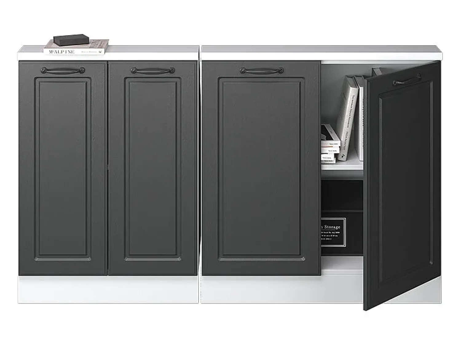 Móvel De Arrumação*Vicco Armário de cozinha para sótão inclinado casa de campo antracite 140x46x81.6 r-line Cinza antracite