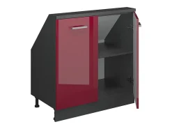 Móvel De Arrumação*Vicco Armário de cozinha para sótão inclinado alto brilho 80x46x81.6 r-line Vermelho
