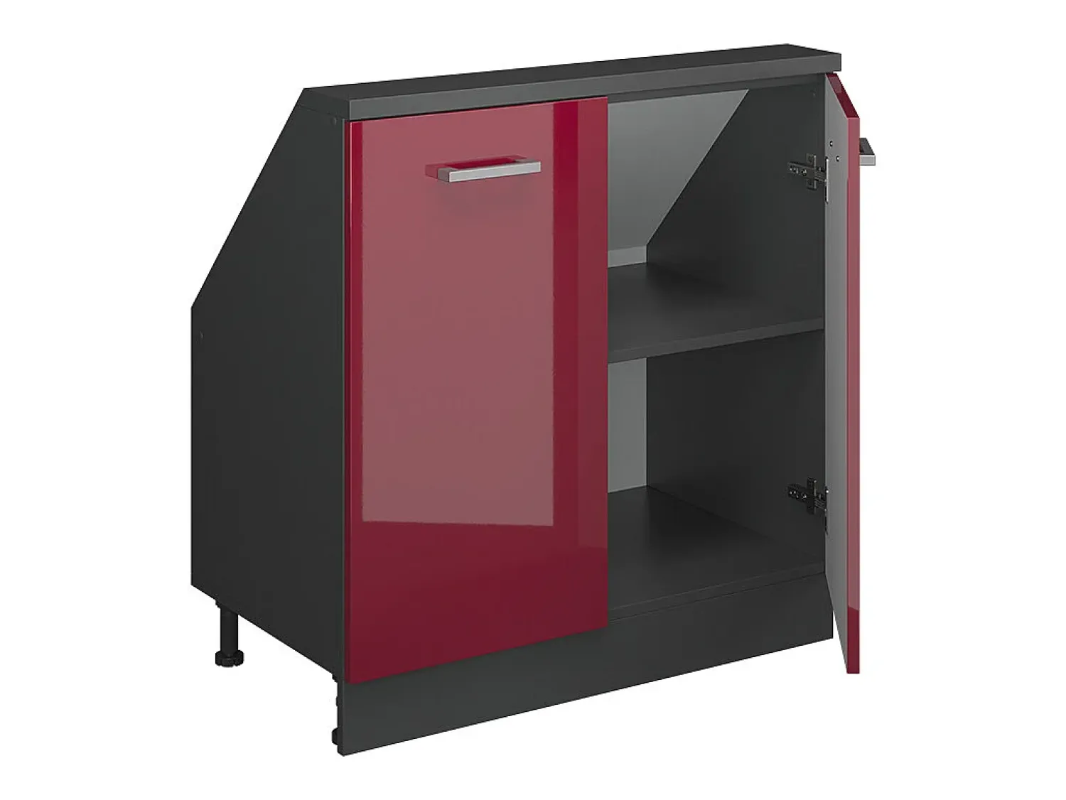Móvel De Arrumação*Vicco Armário de cozinha para sótão inclinado alto brilho 80x46x81.6 r-line Vermelho