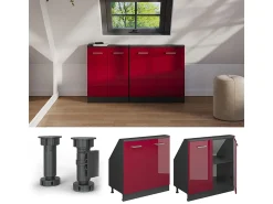 Móvel De Arrumação*Vicco Armário de cozinha para sótão inclinado alto brilho 80x46x81.6 r-line Vermelho