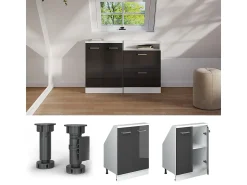 Vicco Armário de cozinha para sótão inclinado antracite alto brilho 60x46x81.6 r-line^ Móvel De Arrumação